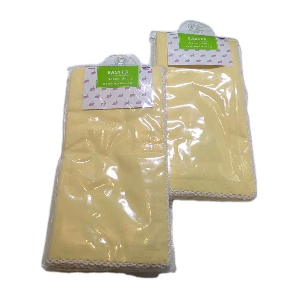 NEW (2 Packs) 4 Cloth Napkins Set Yellow 18 X 18 Spring Easter Table Linen